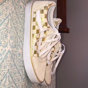 gold and tan vans